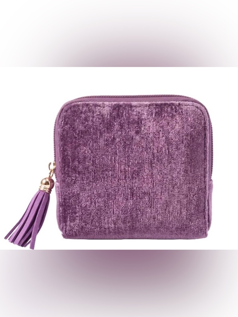 Plush Velvet 6-Pocket Zip Jewelry Pouch - Purple